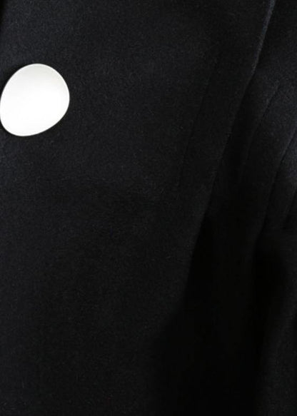 Loose Black Wool Blouse V Neck Short Asymmetric Shirt