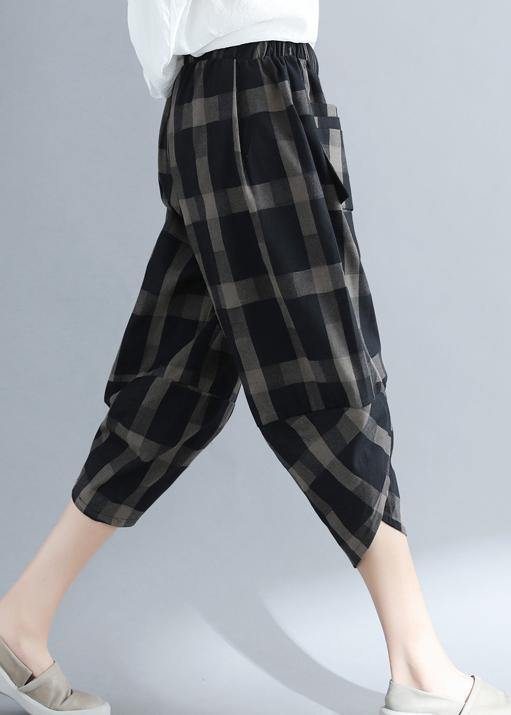 Loose Cotton 18th Century Outfits Black Plaid Traveling Harem Pants