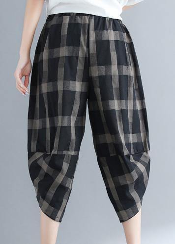 Loose Cotton 18th Century Outfits Black Plaid Traveling Harem Pants