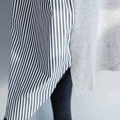 Loose Cotton Robes Soft Surroundings High Neck Batwing Sleeve Shirts Black Art Dresses