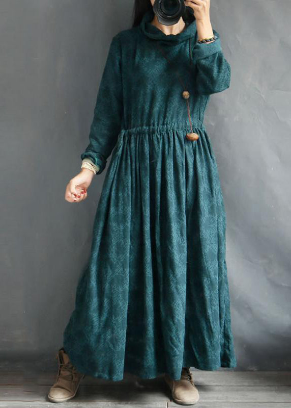 Loose Cotton Linen Clothes Cotton Linen Turtleneck Retro Dress