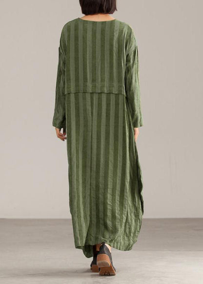 Loose Cotton Tunics for Striped Loose O-neck Maxi Dress