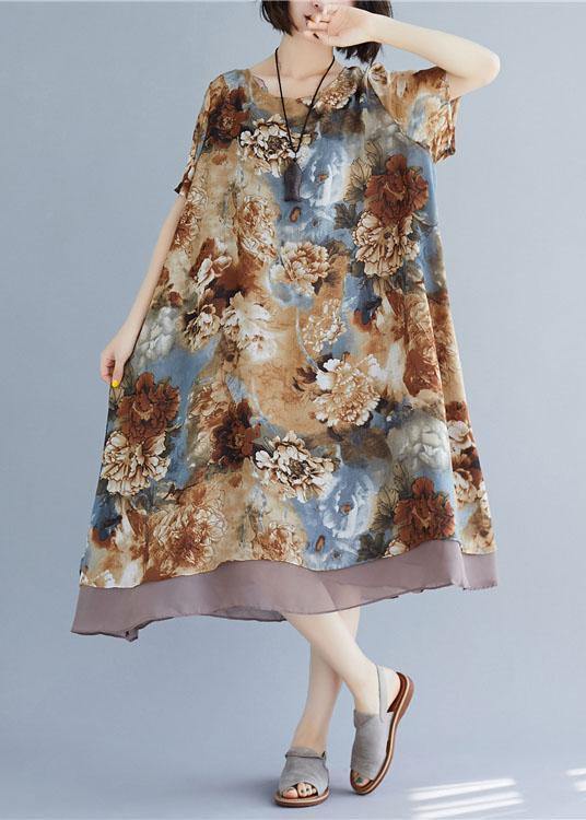 Loose Clothes O Neck Short Sleeve Loose Dress