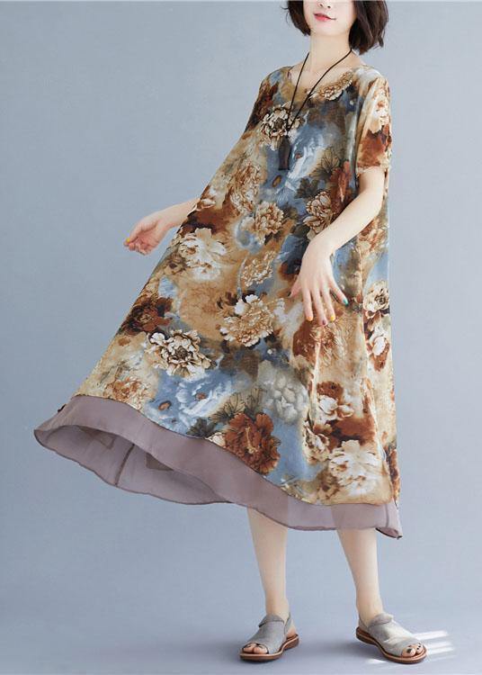 Loose Clothes O Neck Short Sleeve Loose Dress