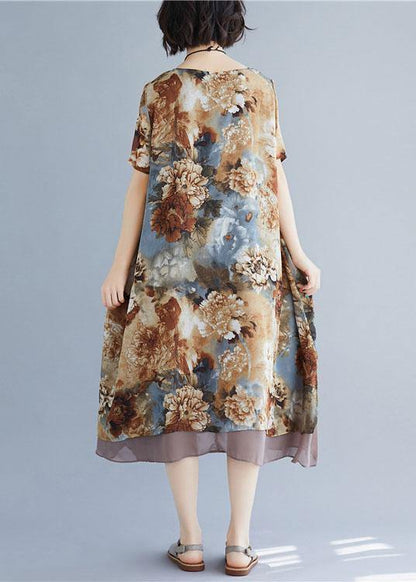 Loose Clothes O Neck Short Sleeve Loose Dress