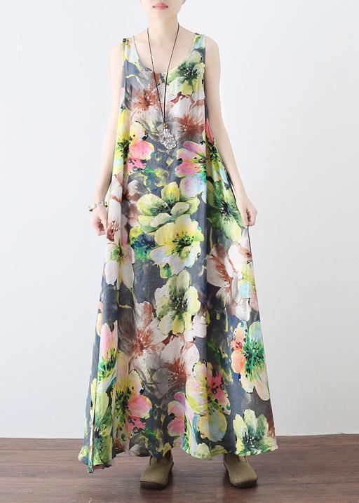 Loose Cotton Clothes Neckline Sleeveless Robe Summer Dresses