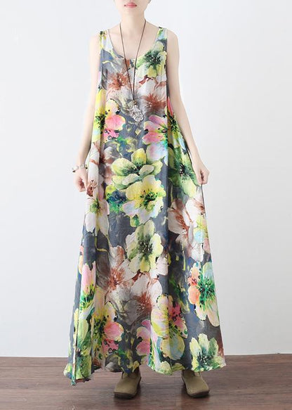 Loose Cotton Clothes Neckline Sleeveless Robe Summer Dresses