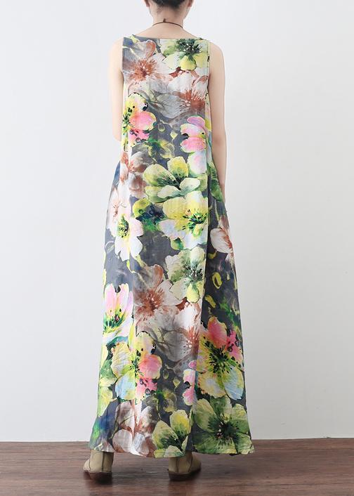 Loose Cotton Clothes Neckline Sleeveless Robe Summer Dresses