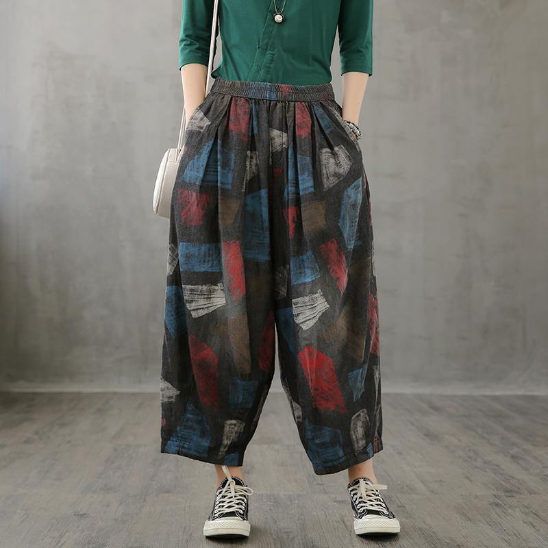Loose High-waisted Jeans Children's Red Printed Wide-leg Pants