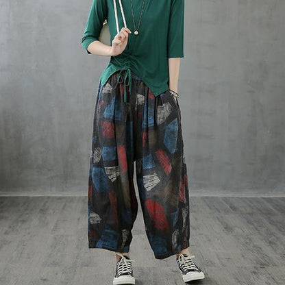 Loose High-waisted Jeans Children's Red Printed Wide-leg Pants