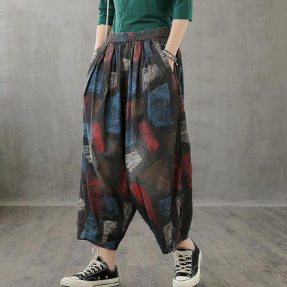 Loose High-waisted Jeans Children's Red Printed Wide-leg Pants