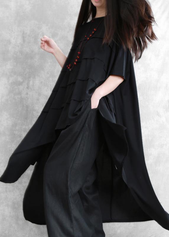 Loose Irregular Black Two-piece Personality Tops Wide-leg Pants