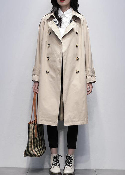 Loose Khaki Trench Coat Work Notched Tie Waist Coats