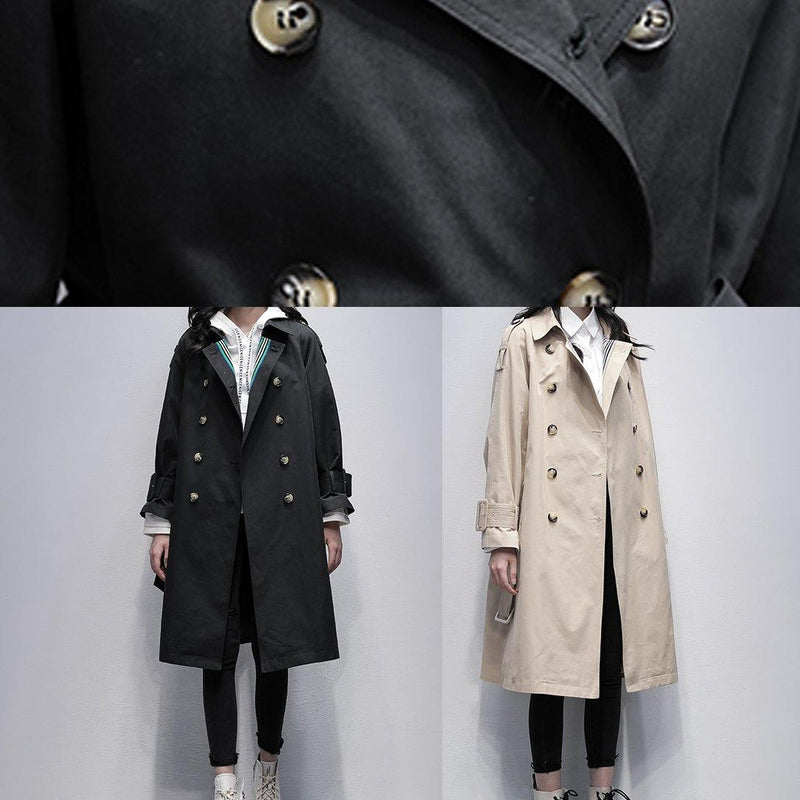Loose Khaki Trench Coat Work Notched Tie Waist Coats