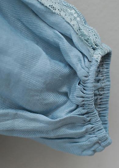 Loose Khaki Linen Clothes Lace Patchwork Loose V Neck Tops