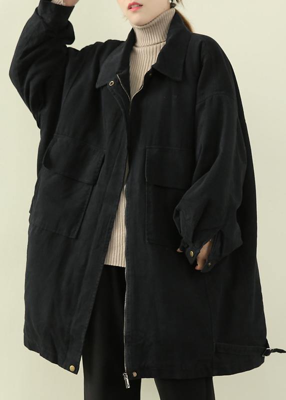 Loose Lapel Collar Springtunics for Black Oversized Outwears