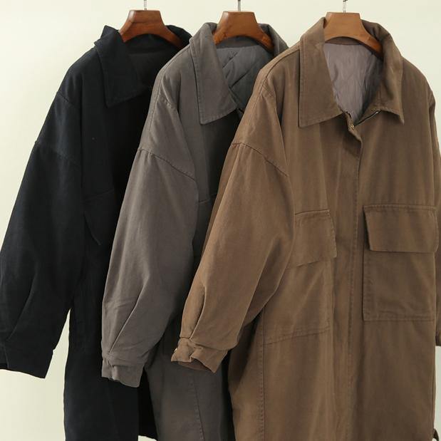 Loose Lapel Collar Springtunics for Black Oversized Outwears