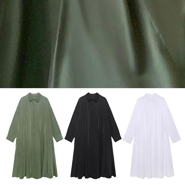Loose Lapel Extra Large Hem Clothes Runway Army Green Robe Dress