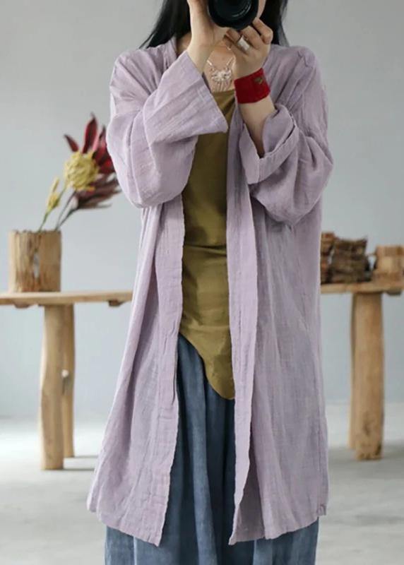 Loose Linen Cotton Carigan for Fitted Simple Color Sun Protection Shirt Coat