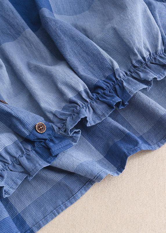 Loose Linen Pattern Agaric Lace Plaid T-shirt and Black Pants