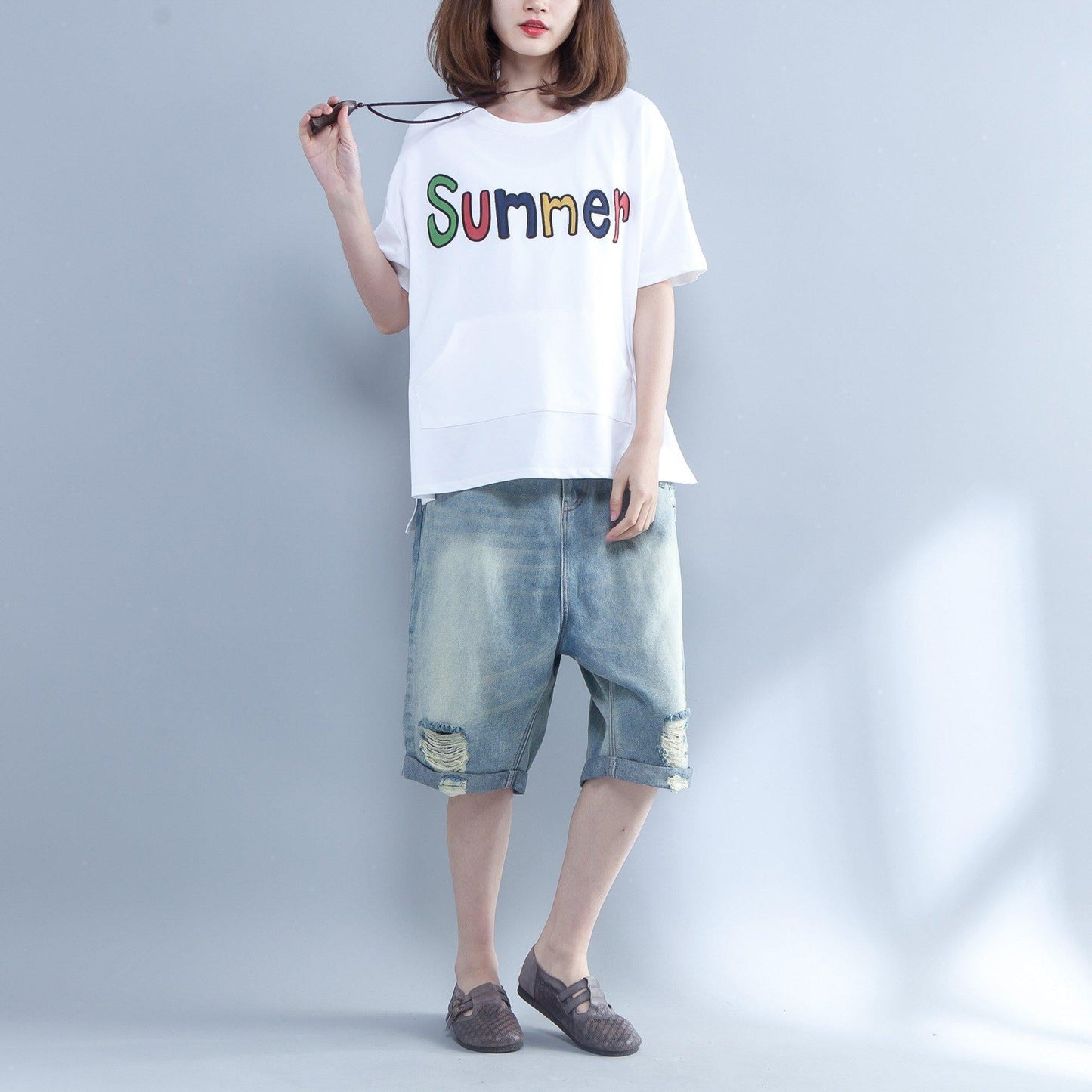 Loose O Neck Letter Cotton Shirts Ideas White Silhouette Tops