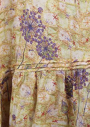 Loose O Neck Half Sleeve Linen Clothes Runway Yellow Dresses