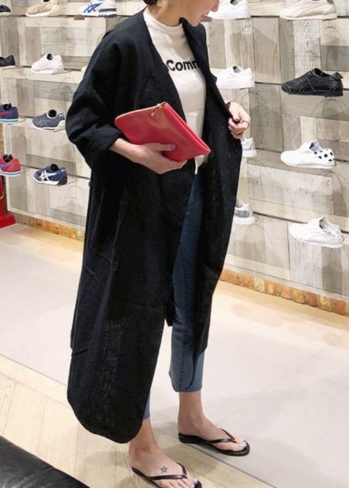 Loose Pockets Side Open Fine Coats Black Box Cardigan