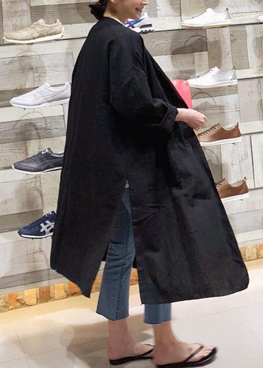 Loose Pockets Side Open Fine Coats Black Box Cardigan