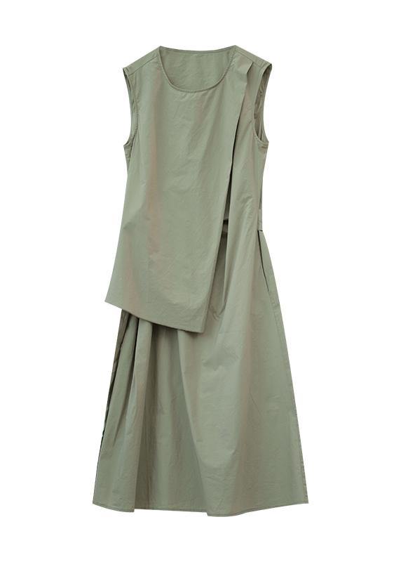 Loose Red Cotton Long Shirts O Neck Asymmetric Maxi Summer Dress
