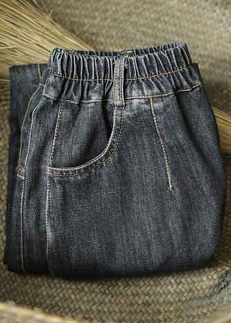 Loose Retro Washed White Stitching Denim Cropped Pants