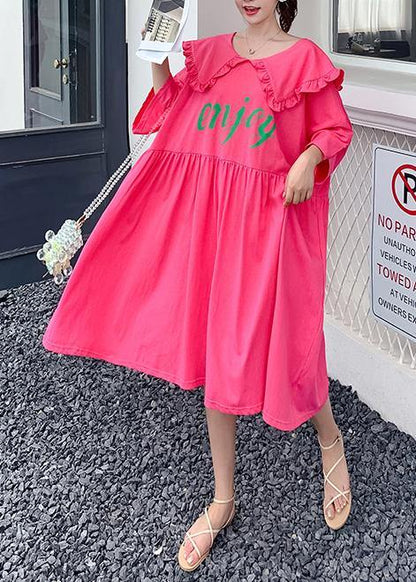 Loose Rose Letter Clothes for Ruffled Batwing Sleeve Dresses