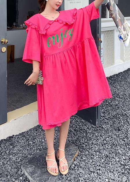 Loose Rose Letter Clothes for Ruffled Batwing Sleeve Dresses