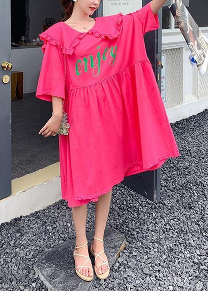 Loose Rose Letter Clothes for Ruffled Batwing Sleeve Dresses