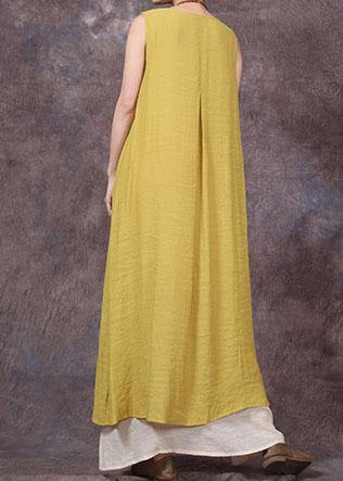 Loose Sleeveless Linen Clothes for Sewing Yellow Dresses Summer
