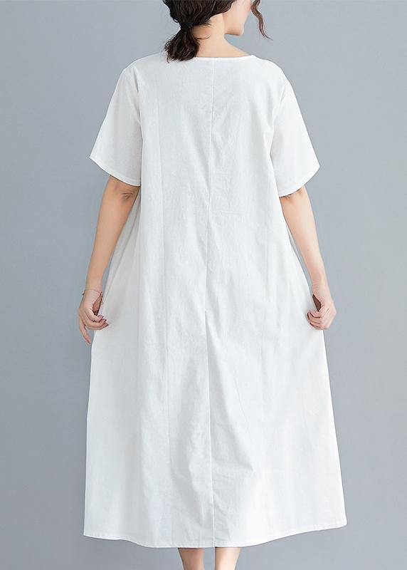 Loose Color Cotton Clothes Tutorials White Art Dress Summer