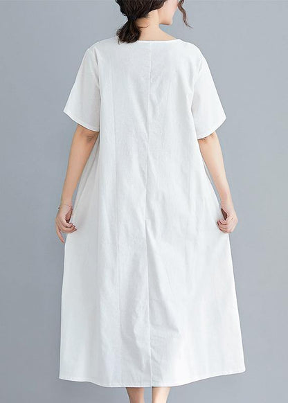 Loose Color Cotton Clothes Tutorials White Art Dress Summer