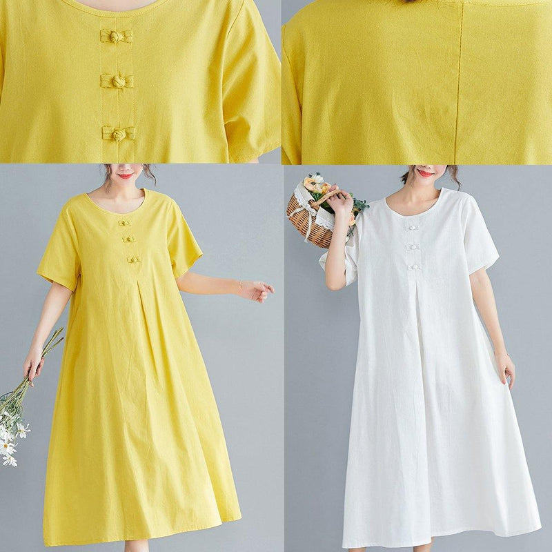Loose Color Cotton Clothes Tutorials White Art Dress Summer