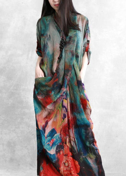 Loose V Neck Asymmetric Wonderful Summer Dress Chiffon