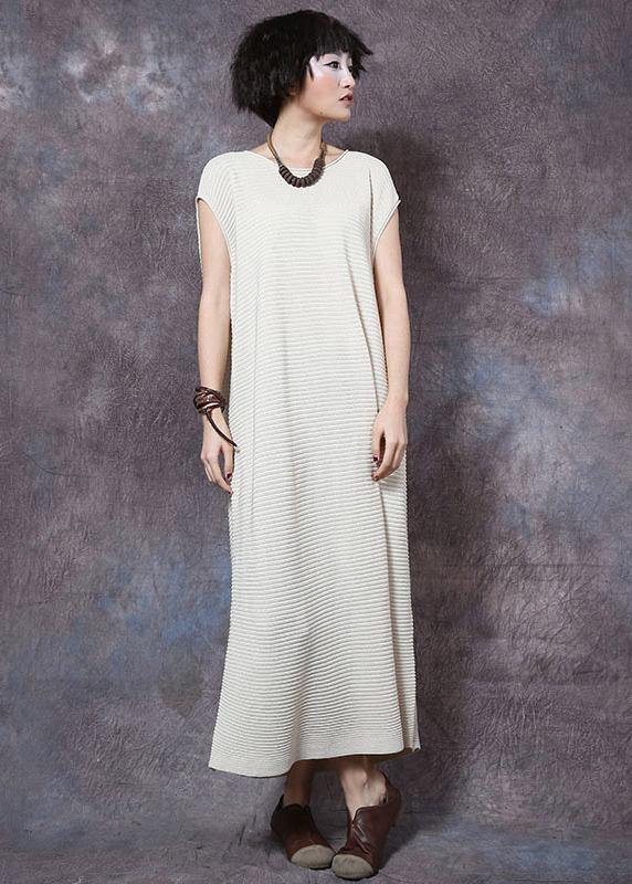 Loose White Cotton Tunics Sleeveless Maxi Summer Dress