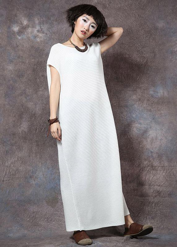 Loose White Cotton Tunics Sleeveless Maxi Summer Dress