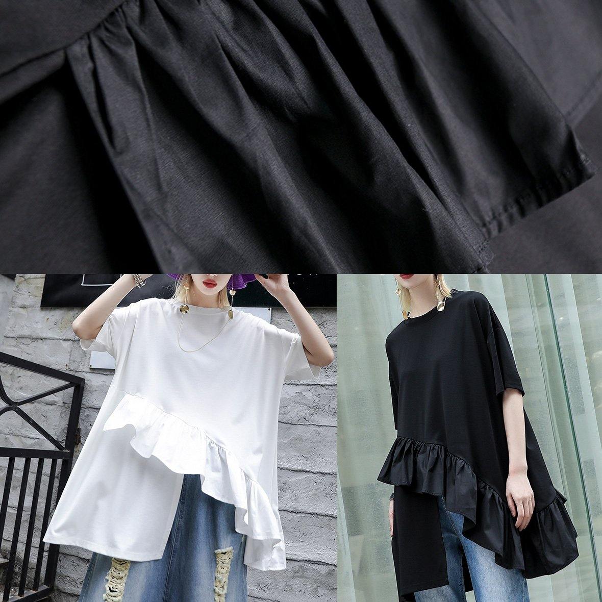 Loose White Cotton Shirts Half Sleeve Daily Summer Tops