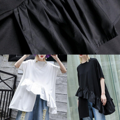 Loose White Cotton Shirts Half Sleeve Daily Summer Tops