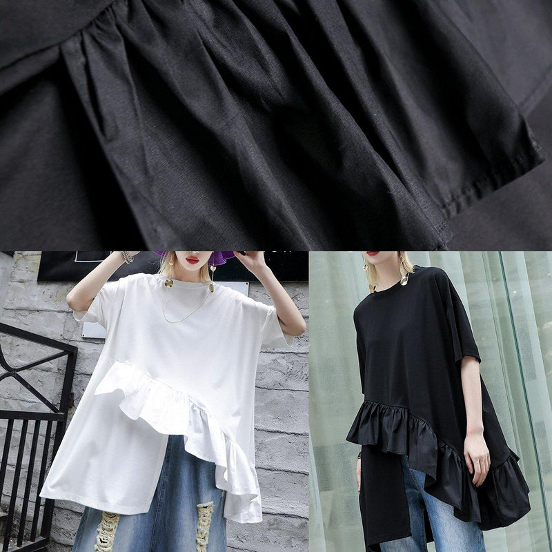 Loose White Cotton Shirts Half Sleeve Daily Summer Tops
