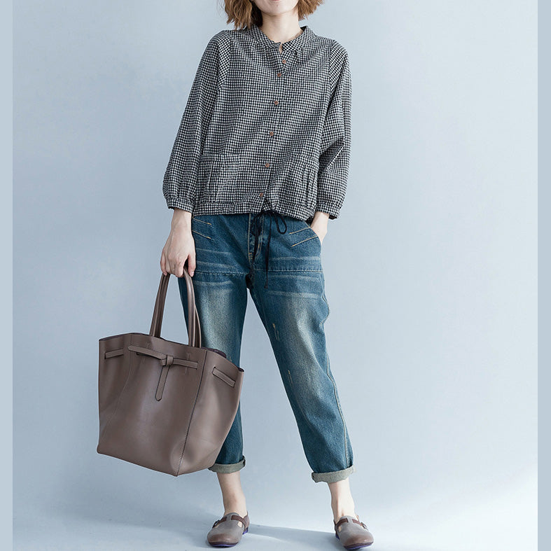 Loose Yellow Linen Long Shirts Tutorials Long Sleeve Loose Stand Collar Blouses