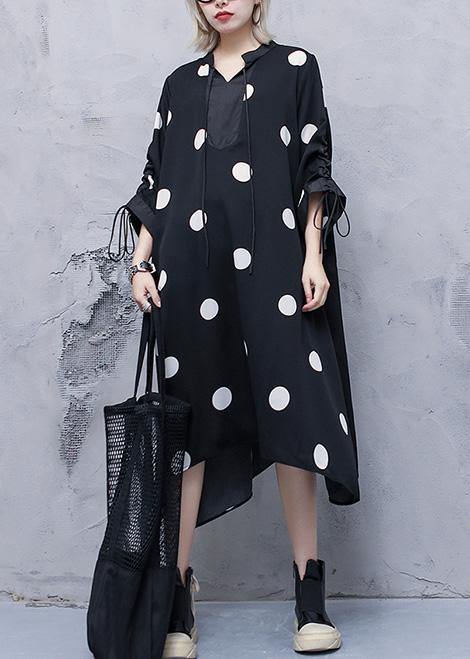 Loose Yellow Prints Chiffon Outfit Drawstring Long Patchwork Dresses