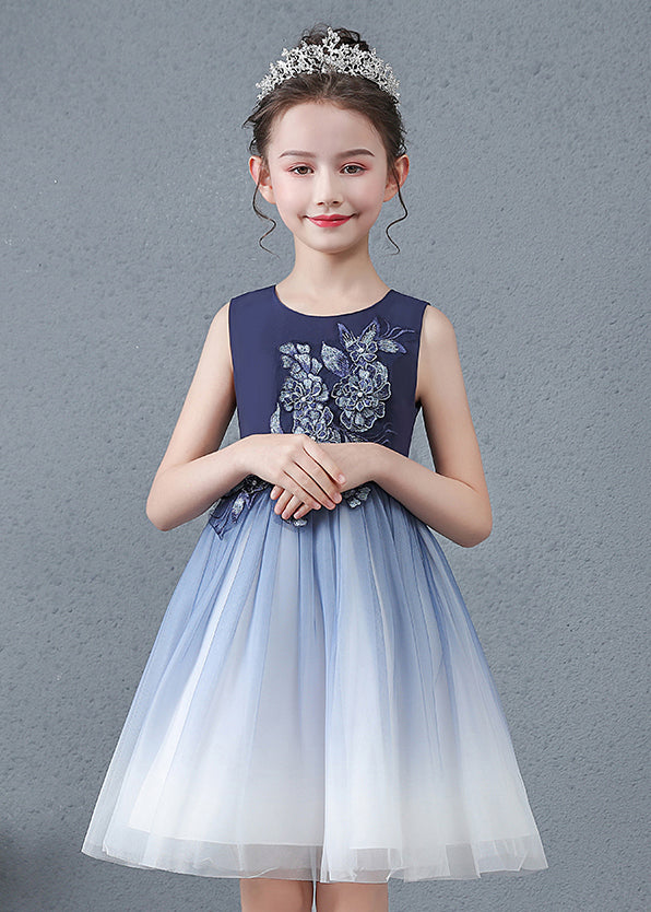 Navy Jacquard Slim Fit Tulle Baby Dress Summer