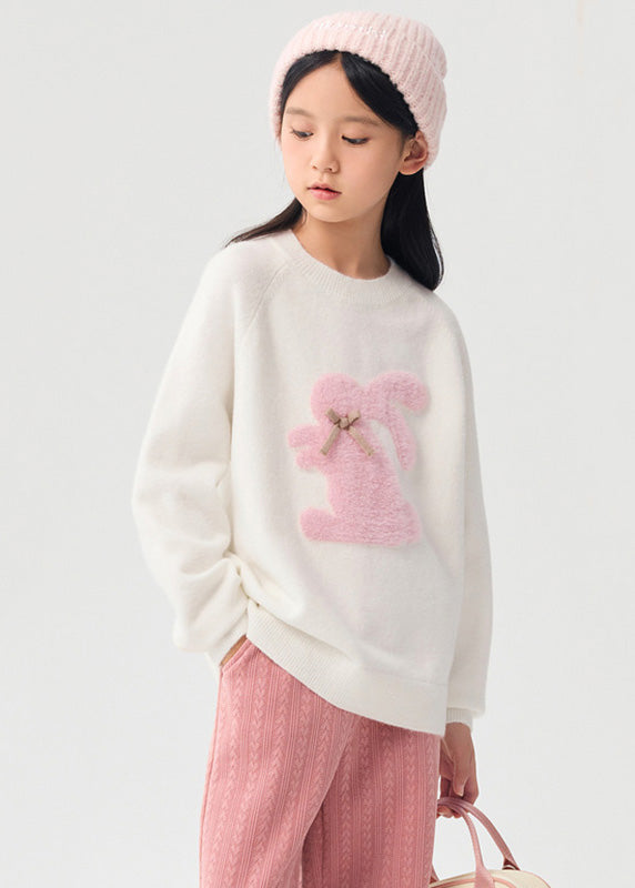 Pink Animal Print Cotton Knit Sweater Spring