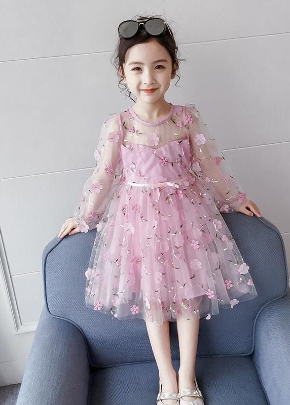 Pink Decorated Patchwork Tulle Baby Princess Dresses Summer