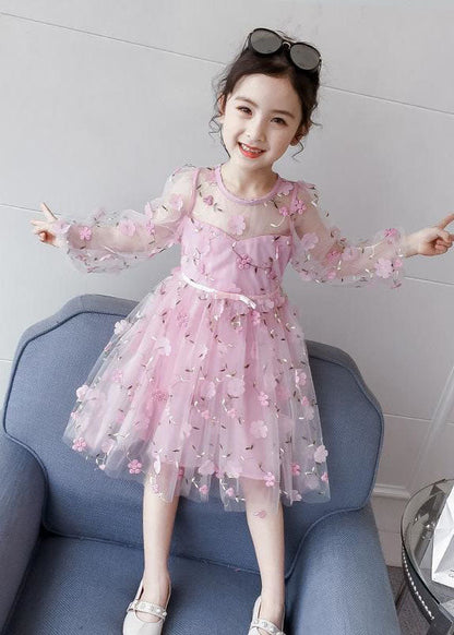 Pink Decorated Patchwork Tulle Baby Princess Dresses Summer