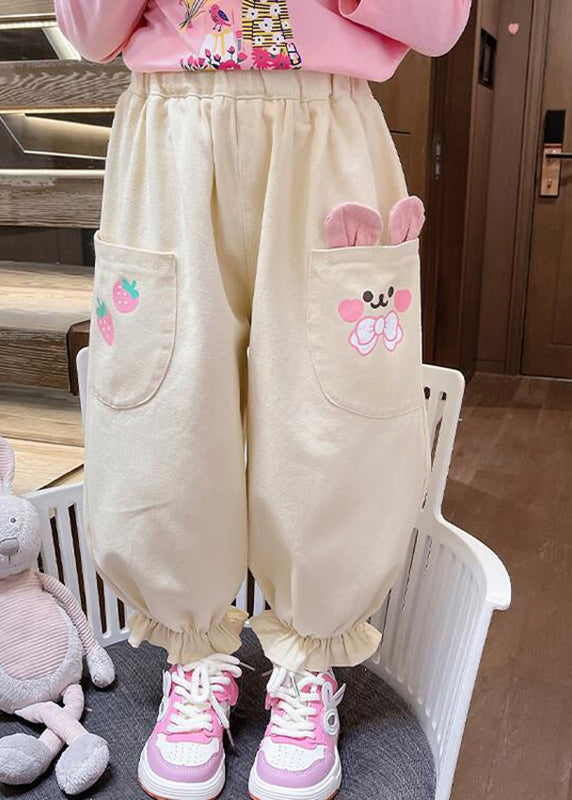 Pink Pockets Patchwork Kids Lantern Pants Spring